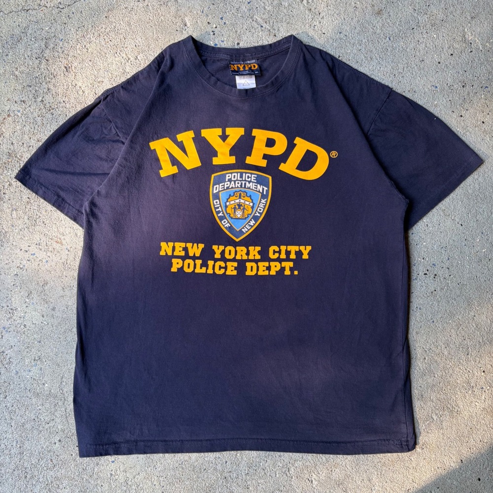 NYPD Navy Blue Graphic T-Shirt New York City Police Dept Shield Mens Large L